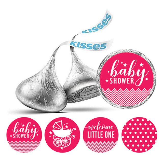 Darling Souvenir Candy 190 Pcs Baby Shower Theme Stickers DIY Chocolate Labels-Magenta