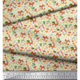 thumbnail image 2 of Soimoi Poly Georgette Fabric Leaves & Fox Face Cartoon Decor Fabric Printed Yard 52 Inch Wide, 2 of 3