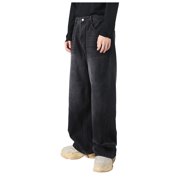 Men's Jeans Men's Elastic Waist Relaxed Fit Jeans Straight Leg Stretch Denim Jeans for Men Pantalon Homme Jeans Grey M