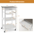 thumbnail image 3 of Costway Compact Kitchen Island Cart Rolling Service Trolley with Stainless Steel Top Basket, 3 of 10