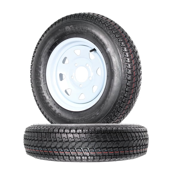 Lot de 2 Pneus de Remorque Jantes ST17580D13 17580 13 B78-13 LRc 5 Écrous Roue à Rayons Blanche