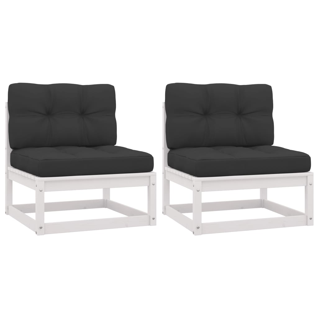 vidaXL Garden Middle Sofas with Anthracite Cushions 2 pcs Solid Wood Pine