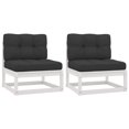 thumbnail image 1 of vidaXL Garden Middle Sofas with Anthracite Cushions 2 pcs Solid Wood Pine, 1 of 6