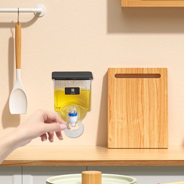 SuoKom Wall Mounted Oil Dispenser Kitchen Seasoning Organizer Leakproof Oil Container