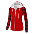 thumbnail image 4 of Chbgutlmr Sweatshirt for Women Raglan Long Sleeve Casual Plaid Jackets Drawstring Zip up Hoodies Pockets, 4 of 8
