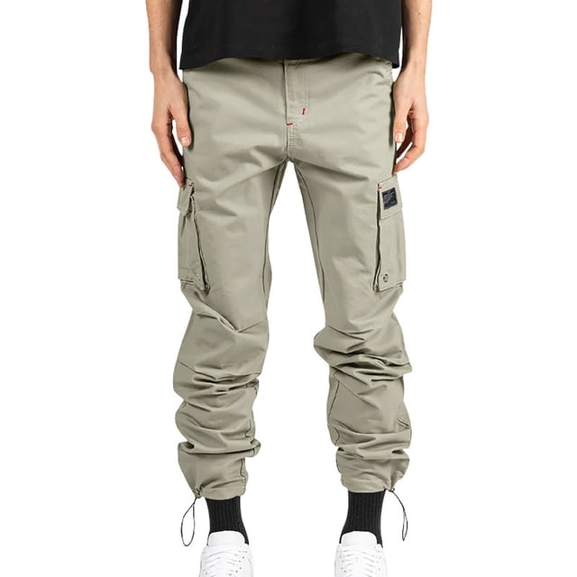 Birdeem Mens Pants Mens Woven Fabric with Multiple Pockets Solid Color Casual Pants Work Pants