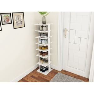 Costway Support de rangement de chaussures en bois 7 Boîte à chaussures multi-chaussures organisateur de chaussures