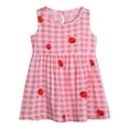 thumbnail image 1 of WEAIXIMIUNG Robes pour Ados Décontractées à Manches Courtes Été Robe Sans Manches pour Tout-Petites Filles à Imprimés de Fraises à Volants Robe Décontractée Vêtements, 1 of 7