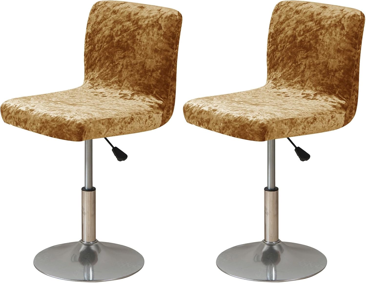 Bar Stool Covers, Crushed Velvet Swivel Bar Stool Chair Covers Soft Stretch Pub Counter Stool Covers Non Slip Stool Cover for Swivel Barstool Chair Seat-Golden-2 Pack