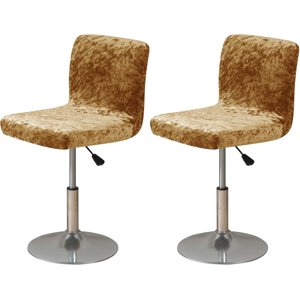 Bar Stool Covers, Crushed Velvet Swivel Bar Stool Chair Covers Soft Stretch Pub Counter Stool Covers Non Slip Stool Cover for Swivel Barstool Chair Seat-Golden-2 Pack