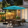thumbnail image 2 of Costway 10 FT Solar Offset Hanging Umbrella with 96 Solar Multi-colored Flowing LED Lights Turquoise, 2 of 10