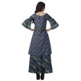 thumbnail image 2 of Moomaya Printed High Low Crop Top Kurti Palazzo Set Ethnic Indian Clothing Set For Womens, 2 of 8