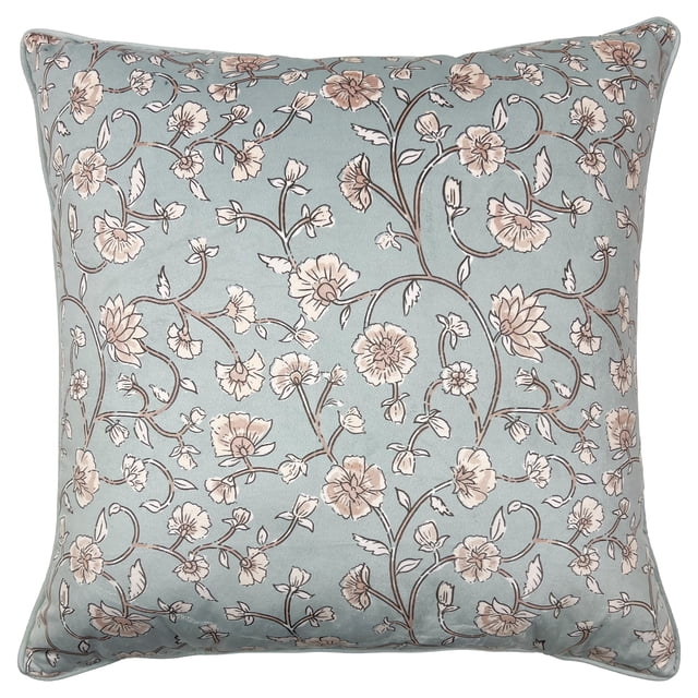 hometrends Coussin Décoratif en Forme de Vigne de Cyprès, Coussin Décoratif Carré Présentant un Motif de Vigne Florale beige et Brun sur un Fond Bleu Atténué, Offrant une texture Douce et un Confort Douillet, Convient aux sofas, Lits Ou Chaises de Lecture.