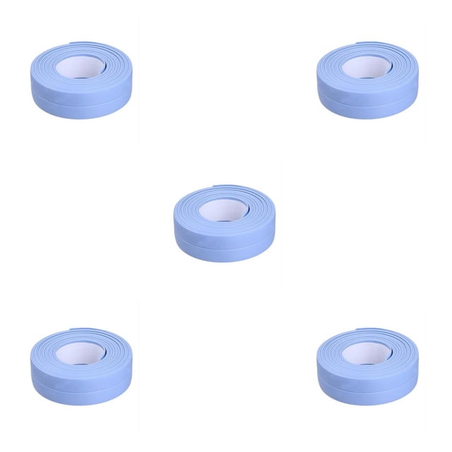 bedienty Sealing Strips Waterproof PVC Mildew-Proof Wall Sticker Strong Smooth Self Adhesive Tape Shower Countertop Restaurant 3.2m*2.2cm Blue 5Set