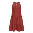 thumbnail image 4 of Penkiiy Robe d'Été Sans Manches pour Femmes, Dos Nu, Décontractée, Ligne A, à Volants, Robe de Plage, Vacances, Mini Robe m Vin, 4 of 7