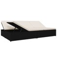 thumbnail image 2 of vidaXL Chaise Longue Convertible avec Coussins en Résine Tressée Noire, 2 of 5