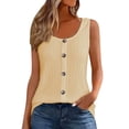 thumbnail image 1 of WRKEKC Casual Tank Tops for Women Solid Color Button Front Crew Neck Sleeveless Daily Tank Loose Fit Lightweight Top, 1 of 8