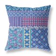thumbnail image 1 of Oreiller en Tissu Patchwork Château de Fleurs avec Zip -Bleu Marron 26x26, 1 of 7