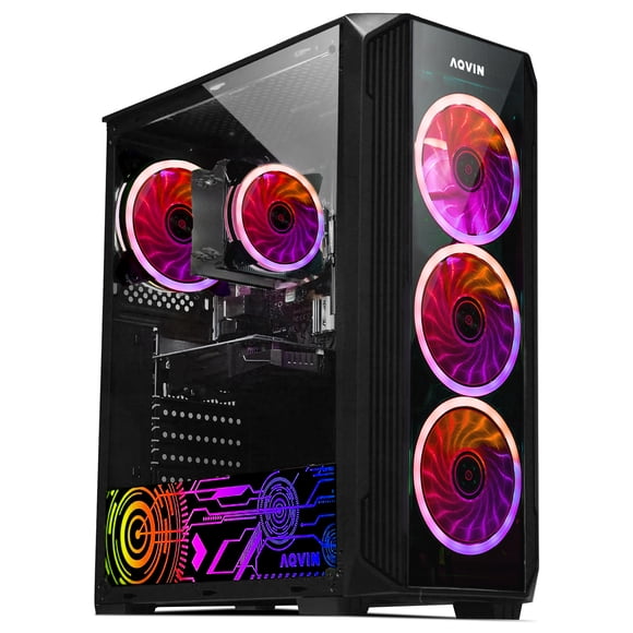Gaming PC Desktop Computer AQVIN Tower- Intel Core i5 Processor up to 3.6Ghz, AMD Radeon RX 550 4GB, 16GB DDR4 RAM, 1TB SSD, RGB Fans, WiFi Ready, Winodws 10 Pro 64-bit -A Grade