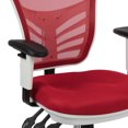 thumbnail image 3 of Mid-Back Red Mesh Multifunction Executive Swivel Ergonomic Office Chair with Adjustable Arms and White Frame, 3 of 9