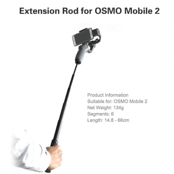 Extension Stick Rod pole Scalable Holder for DJI OSMO Mobile 2/Zhiyun Smooth Q 4 Handheld Smartphone Gimbal Accessories black
