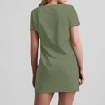 thumbnail image 3 of Liquidation d'Été 2025! Robe Grande Taille pour Femmes, Liquidation de Robe d'Été pour Femmes, Mode Féminine Robe Décontractée à Manches Courtes Col en V Couleur Unie, 3 of 4