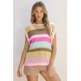 thumbnail image 1 of FOLUNSI T-Shirt au Crochet Chic Rose à Rayures : Manchette Polyvalente pour Tous!, 1 of 8