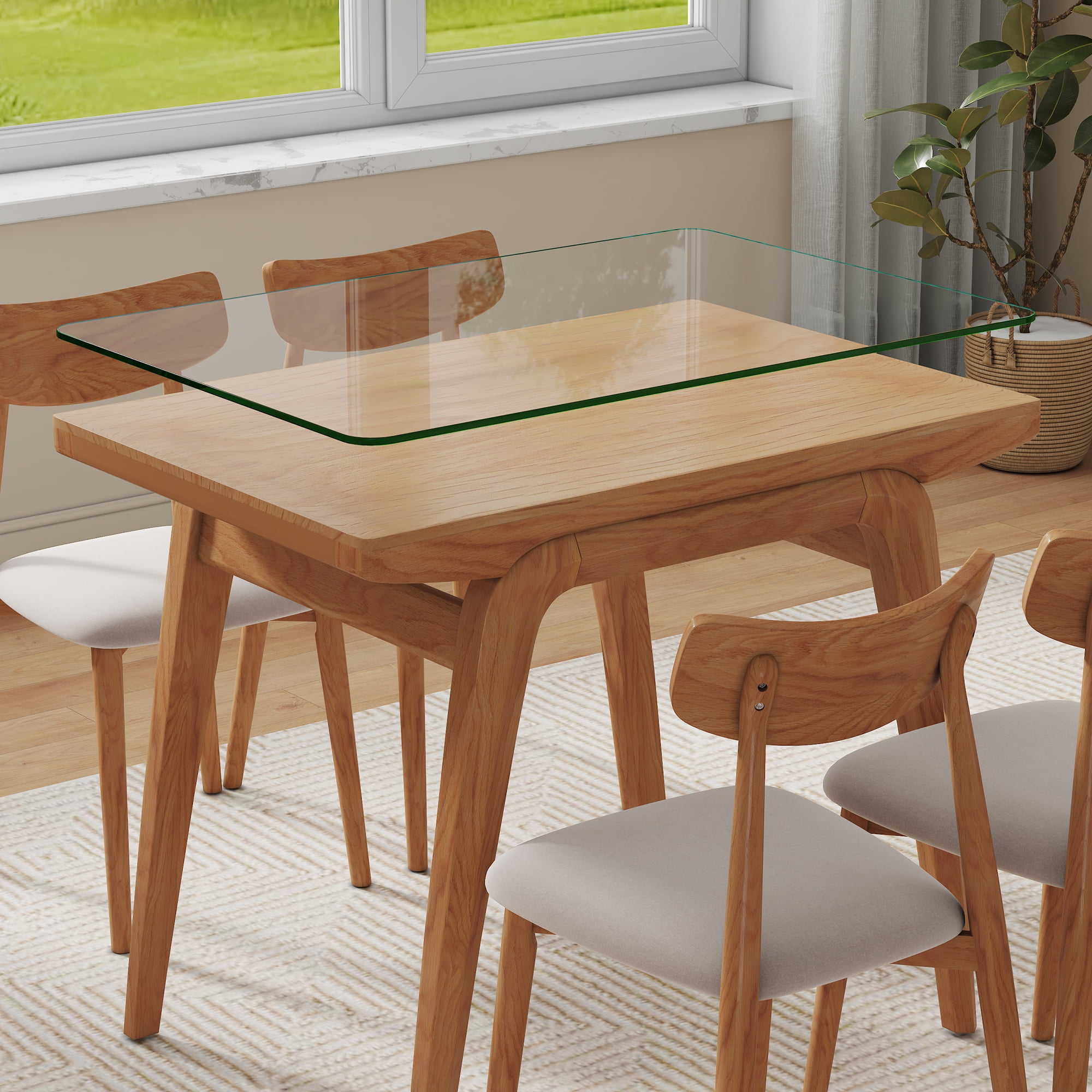 Noble House Table basculante rectangulaire en verre trempé de 24x36", uniquement le plan de travail, transparent résistant à la chaleur pour cuisine ou restaurant, transparent
