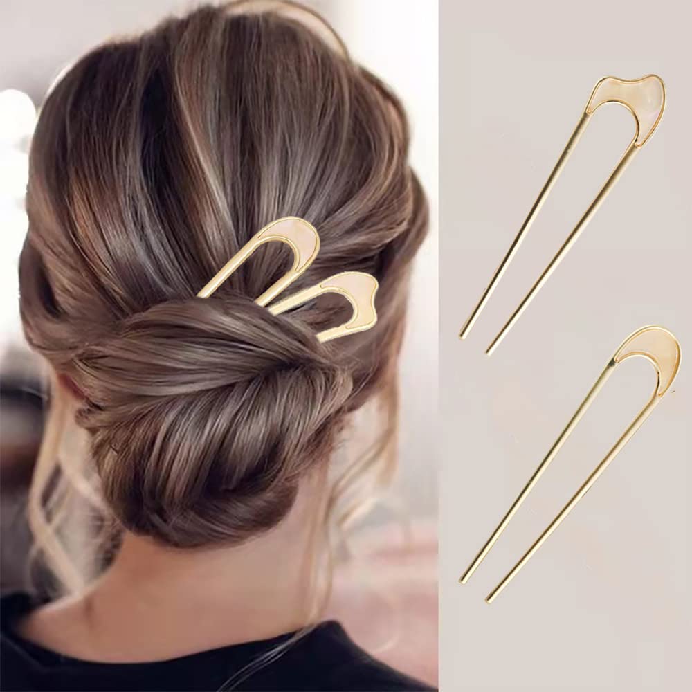 3 Pack U-Shaped Hair Pins French Hair Pin Bun Hair Sticks Chignon
