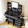thumbnail image 4 of Vanity Desk with 6 Drawers & Charging Station, Makeup Vanity Set with Adjustable Mirror Lights, Stool & Shelves, 4 of 7