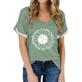 thumbnail image 1 of WTXUE T-Shirts à Manches Courtes, Chandails à Col Rond pour Femmes T-Shirts à Col en V pour Femmes Légers et Doux T-Shirts d'Été Décontractés Hauts pour Femmes Grande Taille Vert P, 1 of 5