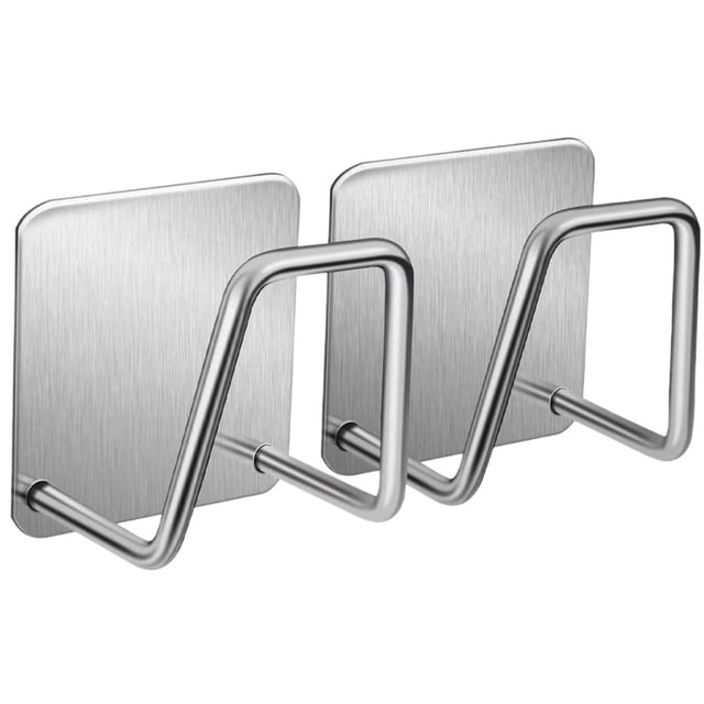 Product Category Hooks Product Title Pack of 2 Stainless Steel Self-Adhering Sponge Holder for Kitchen Basin - Durable Hanging Rack for Sponges Towels Pot Lids and Drain Plugs 2PCS
