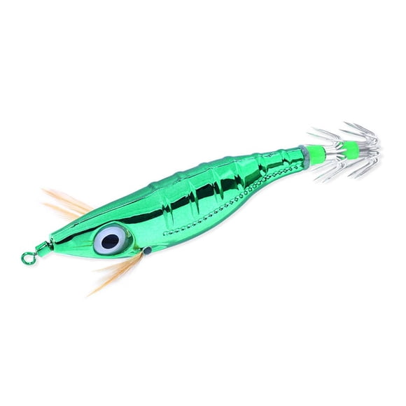 Appât de Pêche Lumineux Attrape Plus de Poissons avec Notre Appât de Pêche 10 Cm/86 g Leurre Crevette Lumineux Pieuvre Calmar Jig Hameçon Vert