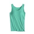 thumbnail image 1 of FAIWAD Built-in-Bra Tanks Tops for Womens Sleeveless Round Neck Wide Strap Basic Stretch Crop Tops, 1 of 7