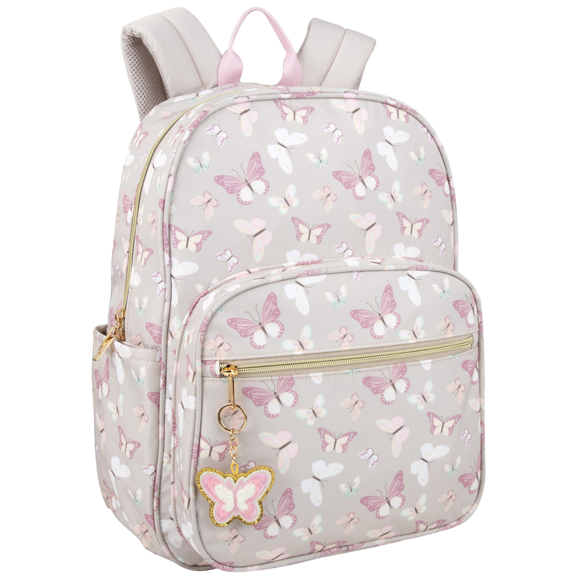 Sac à dos Madison & Dakota beige papillon, 17 pouces