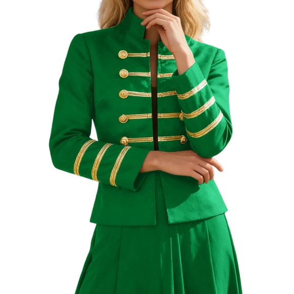 Golden Style Ensemble - Elegant Stand Collar for Performances and Drums Majorette Show with Double Design and
