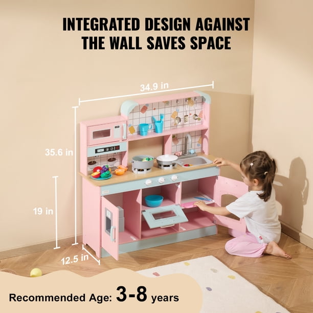Czemo - Cuisine Jouet 23 Pièces - Son & Lumière - Rose - Four, Micro-ondes, évier - Dès 3 Ans