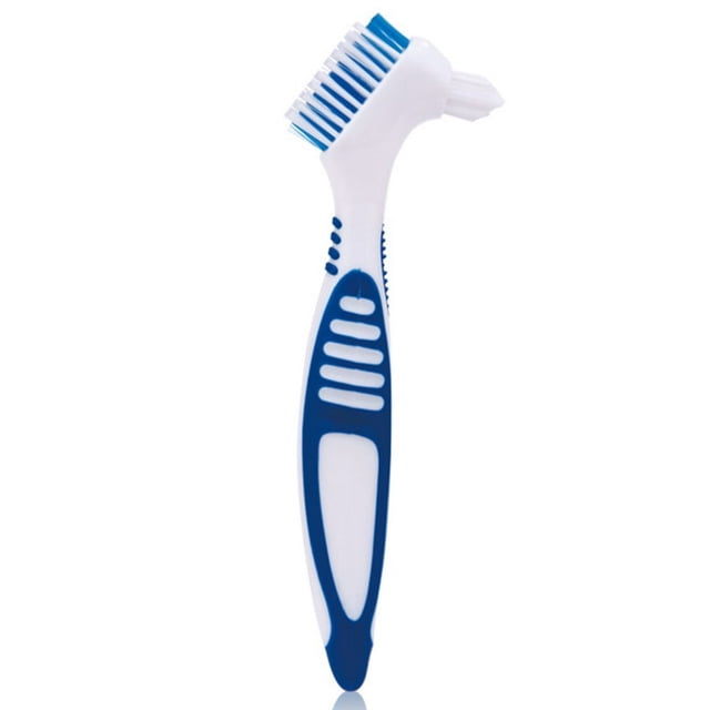 YOPTOP Denture Cleaning Toothbrush Double Brush Head Environmentally Friendly Soft Non-slip Handle Denture Toothbrush
