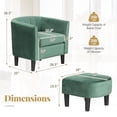 thumbnail image 3 of Costway Barrel Chair with Ottoman Footrest Curved Backrest Armrests Removable Seat Cushion Green, 3 of 10