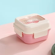 Lisbinx Bento Lunch Box 800 mL, Microwaveable Leakproof Meal Prep Container with Lid, Multicompartments for Students Adults, Plastic 16 x 16 x 10 cm, Pink Blue Purple