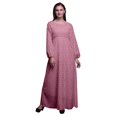 thumbnail image 1 of Bimba Robe Maxi à Manches Longues pour Femmes en Georgette Mousse Imprimée de Plumes d'Aigle, Taille Élastique - Très Petit, 1 of 5