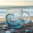 thumbnail image 2 of Glass Coffee Mugs Sea Wave 12Oz Handcrafted Textured Surf Beach, 2 of 5