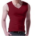 thumbnail image 2 of LOVZFMLL Tank Tops for Men's Pullover Solid Color T-shirt Outdoor Elastic Tight Without Marksr Solid Color V-Neck Tank, 2 of 6