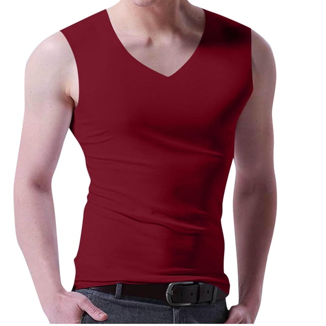 Timegard Mens Shirts Plus Size Seamless Slim Fitting V Neck Sleeveless Tee Casual Workout Tank Tops