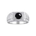 thumbnail image 1 of RYLOS Men's Ring 14K White Gold Ring, 7MM Round Shape Gemstone Designer Style Rings Cabochon Onyx October Birthstone Rings Gold Size 8, 1 of 7