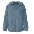 thumbnail image 4 of CEHVOM Women's Spring And Winter New Striped Plush Cardigan Short Coat Clearance, 4 of 6