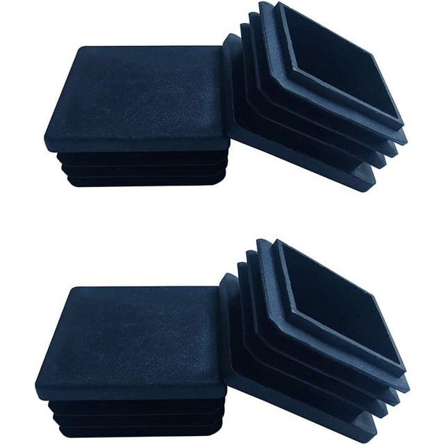 LAICAIW 4 Pack 1.5 Inch Square Tube End Cap Plastic Plugs, made of durable black plastic. Designed for 1.5-inch square tubing with an outside diameter of 38mm, these plugs fit hole dimensions between 1.36in-1.46in and wall thicknesses of 0.020in-0.060in. Suitable for protecting wood floors, furniture legs, and patio furniture, and for home improvement projects like fence railing covers and trailer frame ends.