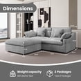 thumbnail image 3 of The Magic Home Canapé Sectionnel Modulaire en L en Lin avec Ottoman, Gris Pâle, 3 of 13