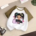 thumbnail image 3 of GDREDA Vêtements Fille Enfant Bébé Filles Mignon Col Rond Manches Courtes Imprimé Manches Raglan Tee Été Décontracté T-Shirt T-Shirts Fille Vert Armée,5-6 Ans, 3 of 3