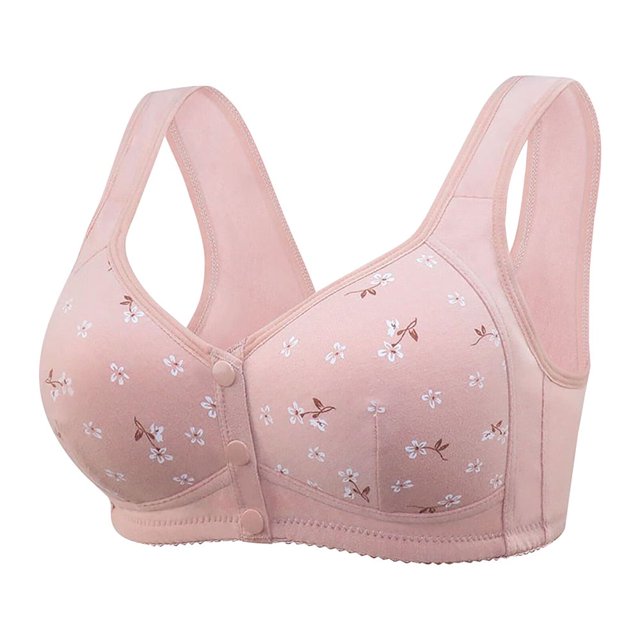 AMERTEER WTN Women Lace Front Button Shaping Cup Adjustable Shoulder Strap Large Size Underwire Bra